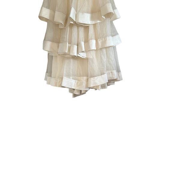 Rachel Gilbert Silk Tiered Crystal Embellished Strapless Princess Wedding Gown - Picture 8 of 15